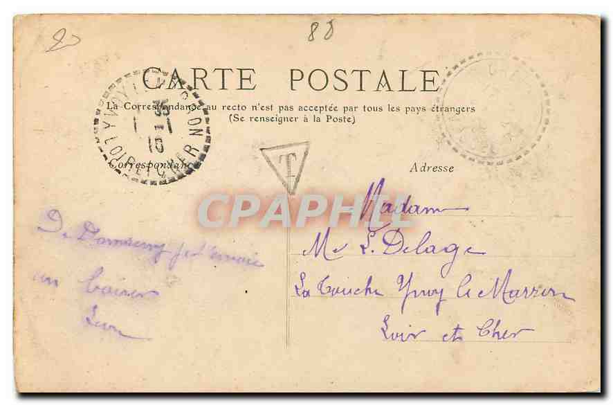 CPA Vosges Domremy La Passerelle sur la Meuse  — Rückseite