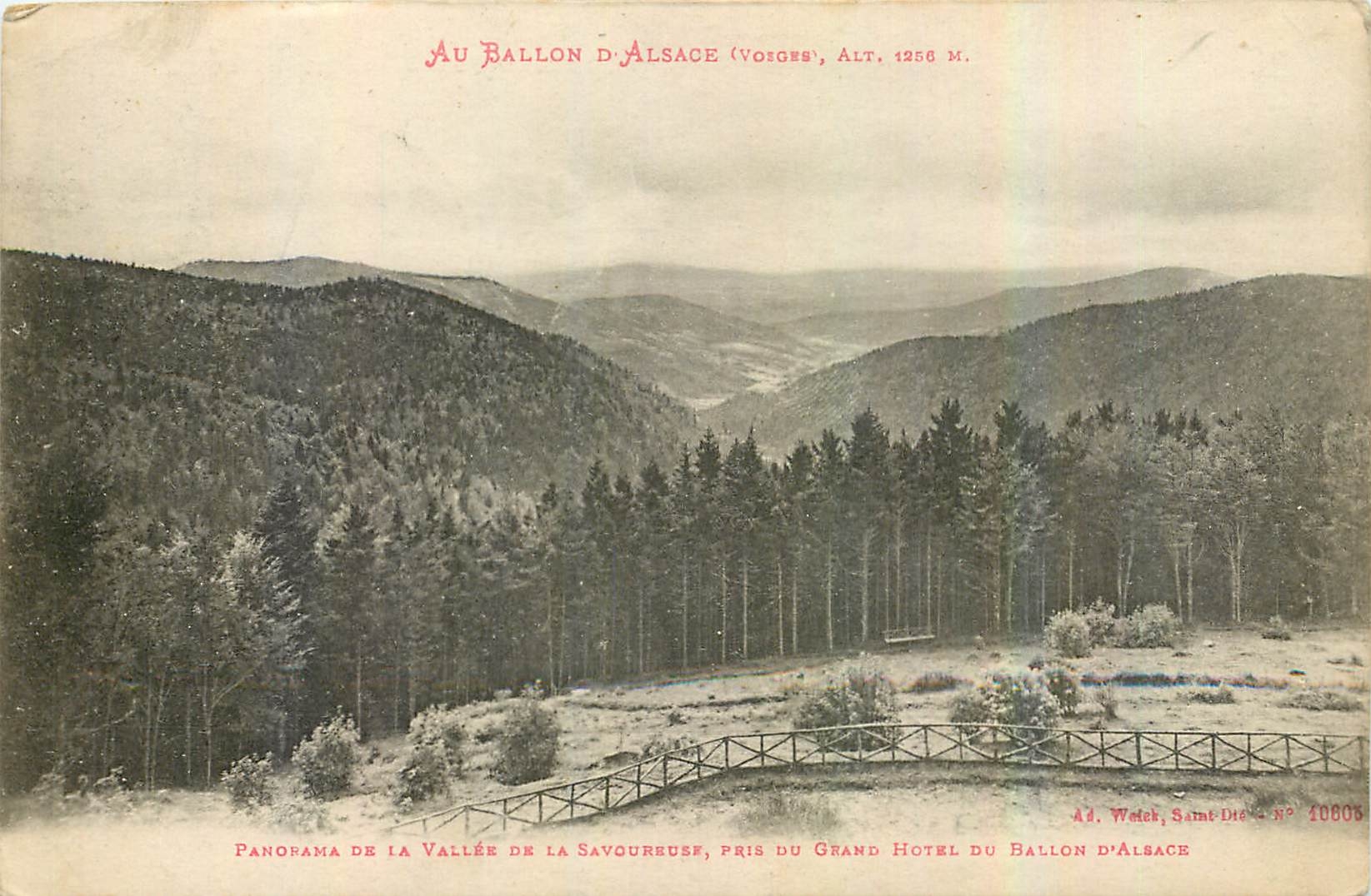 CPA Au Ballon d'Alsace Panorama de la vallee de la Savoureuse pris du Grand Hotel du Ballon d'Alsace
