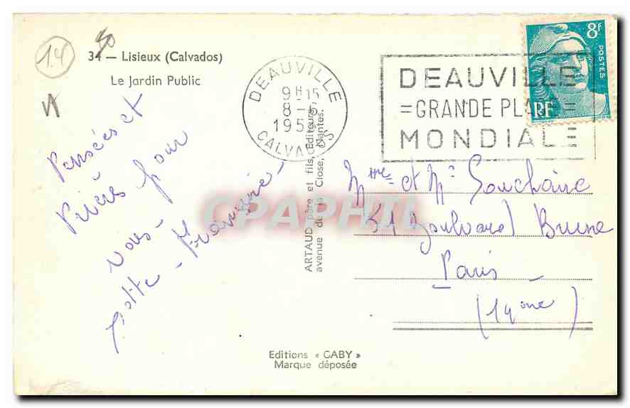 Le Jardin Public — Lisieux (Calvados) — Éditions Gaby — Rückseite