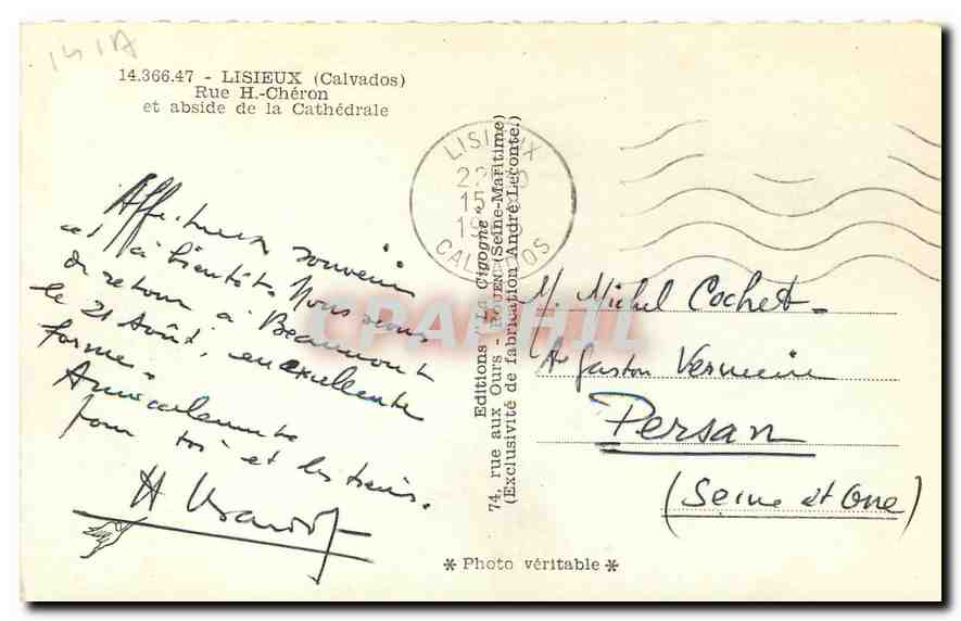 Lisieux — Cathédrale et abside — Éditions 'La Cigogne' — Reverso