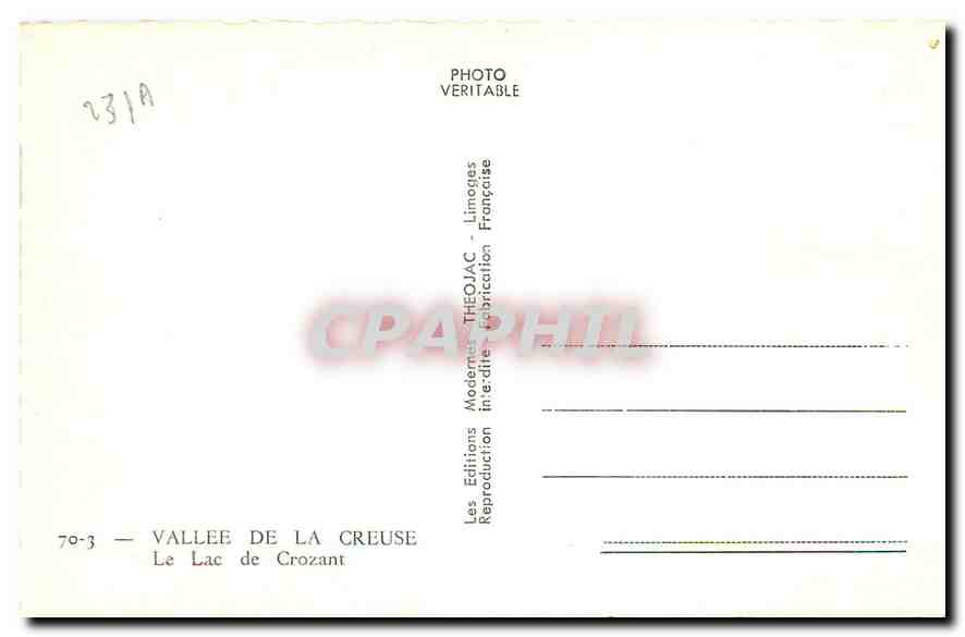 CPA Vallee de la Creuse Le Lac de Crozant  — Rückseite