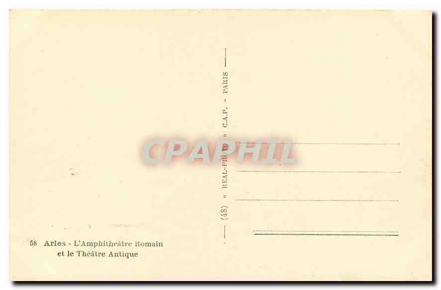 Arles - L'Amphithéâtre Romain — éditeur C.A.P. — n° 58 — Verso