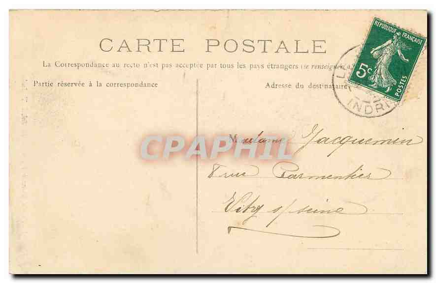 CPA Route du Blanc a Fontgombault Indre Attelage Ane Mule — Rückseite