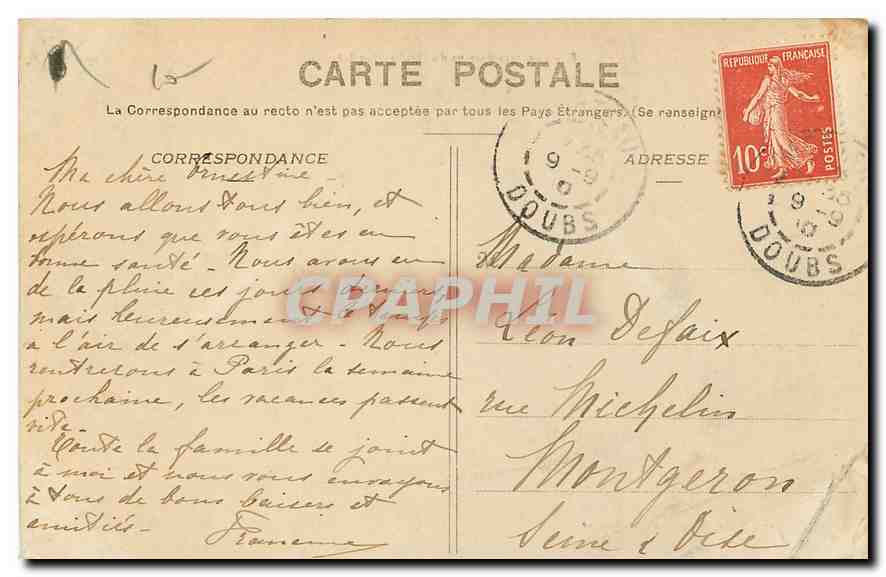 CPA Derniers Bassins du Doubs les Hotels  — Rückseite