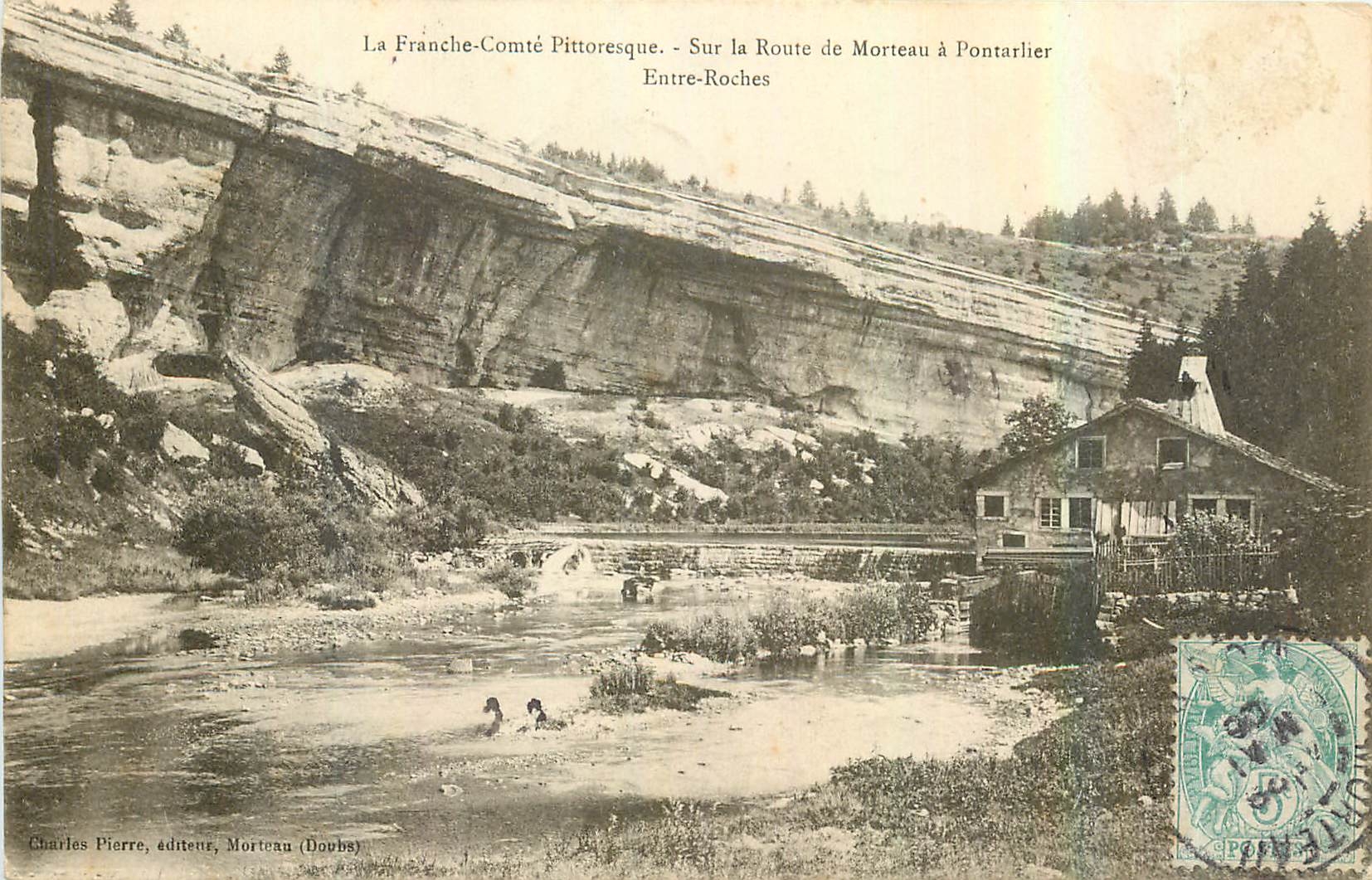 CPA La Franche Comte Pittoresque Sur la Route de Morteau a Pontarlier Entre Roches 