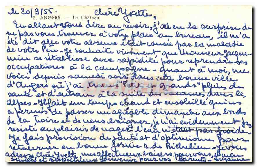 CPA Angers Le Chateau  — Rückseite