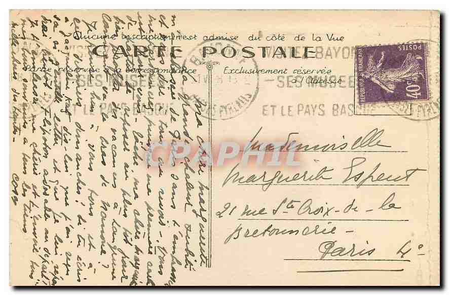 CPA Bayonne B P Le Chateau Vieux  — Rückseite