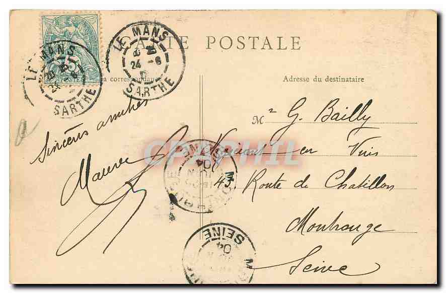 CPA Le Mans Eglise Saint Martin Pontlieue  — Rückseite