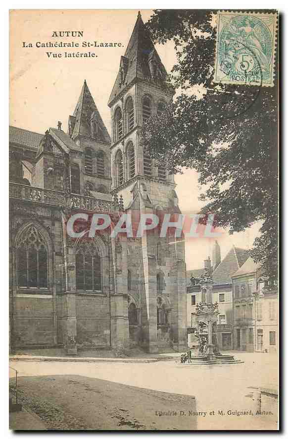 Autun — La Cathédrale St-Lazare. Vue latérale. — Librairie D. Nourry et M. Guignard, Autun.
