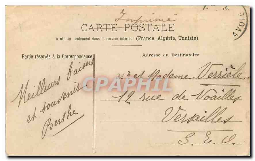 Annecy — Ancien Palais de l'Île — éditeur RIVIER & CHANET — Verso