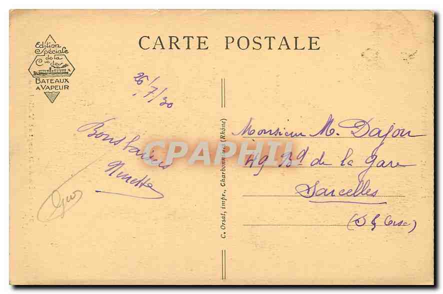Le Lac d'Annecy — Presqu'île de Duingt et Talloires — Édition Spéciale Bateaux à Vapeur — Rückseite