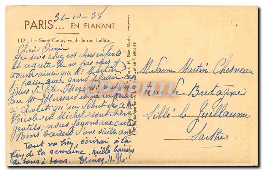 CPA Paris en flanant Le Sacre Coeur vu de la Rue Laffitte — Rückseite