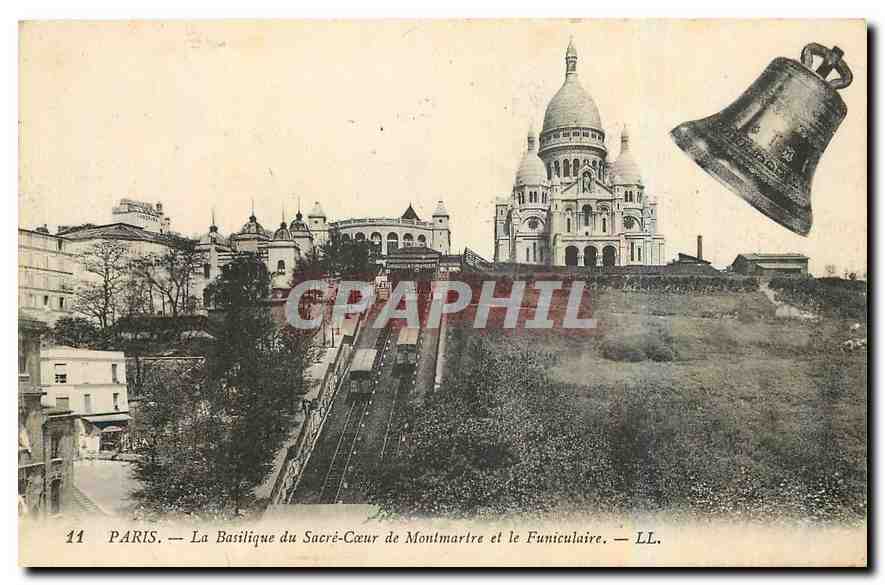CPA Paris Basilique du Sacre Coeur de Montmartre et le Funiculaire Cloche