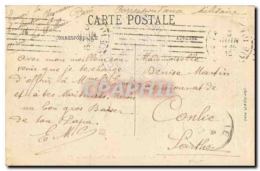 CPA Paris Basilique du Sacre Coeur de Montmartre et le Funiculaire Cloche — Rückseite