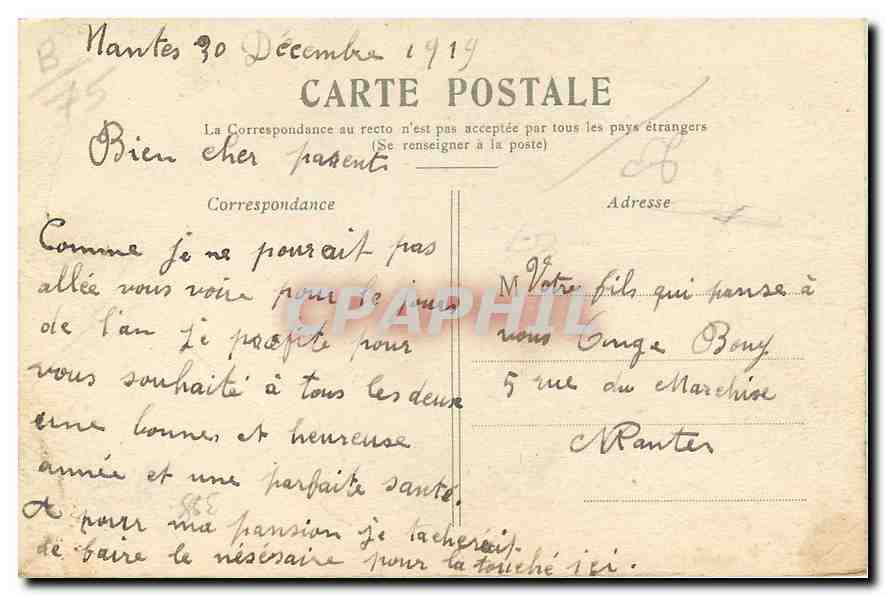 CPA Paris Le Palais de Justice et le Marche aux Fleurs  — Rückseite