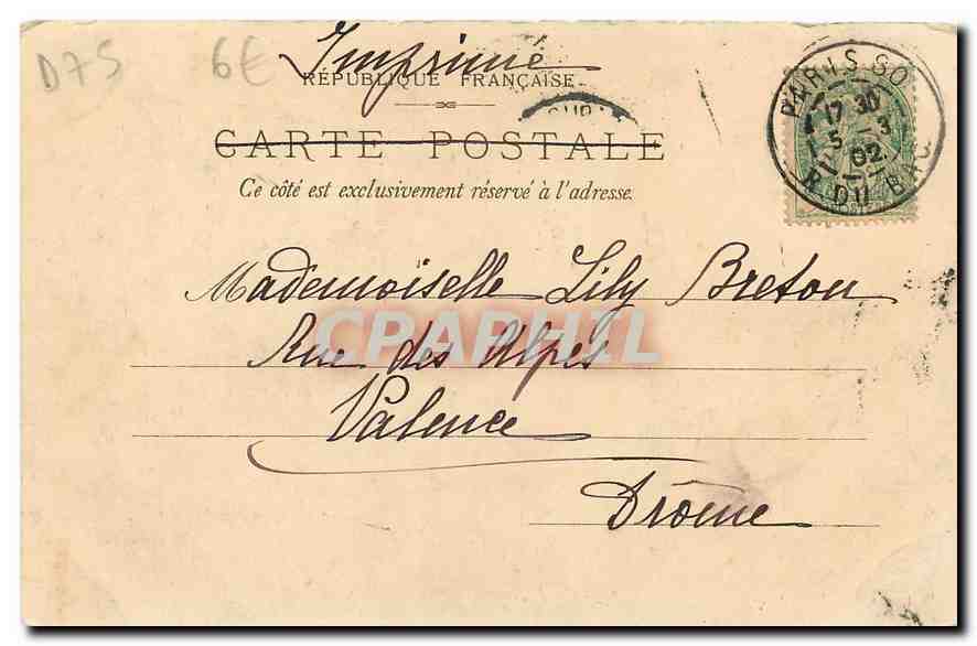CPA Trinite Paris  — Rückseite