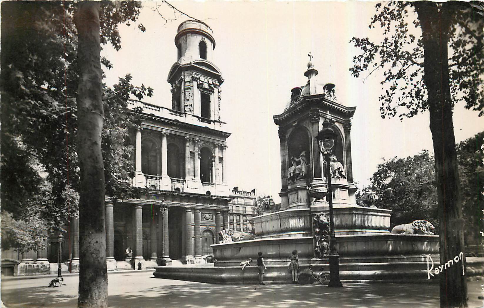 CPA Images de Paris La Fontaine et l'Eglise St Sulpice 