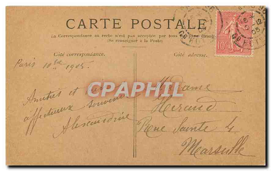CPA Paris La Place de la Concorde  — Rückseite