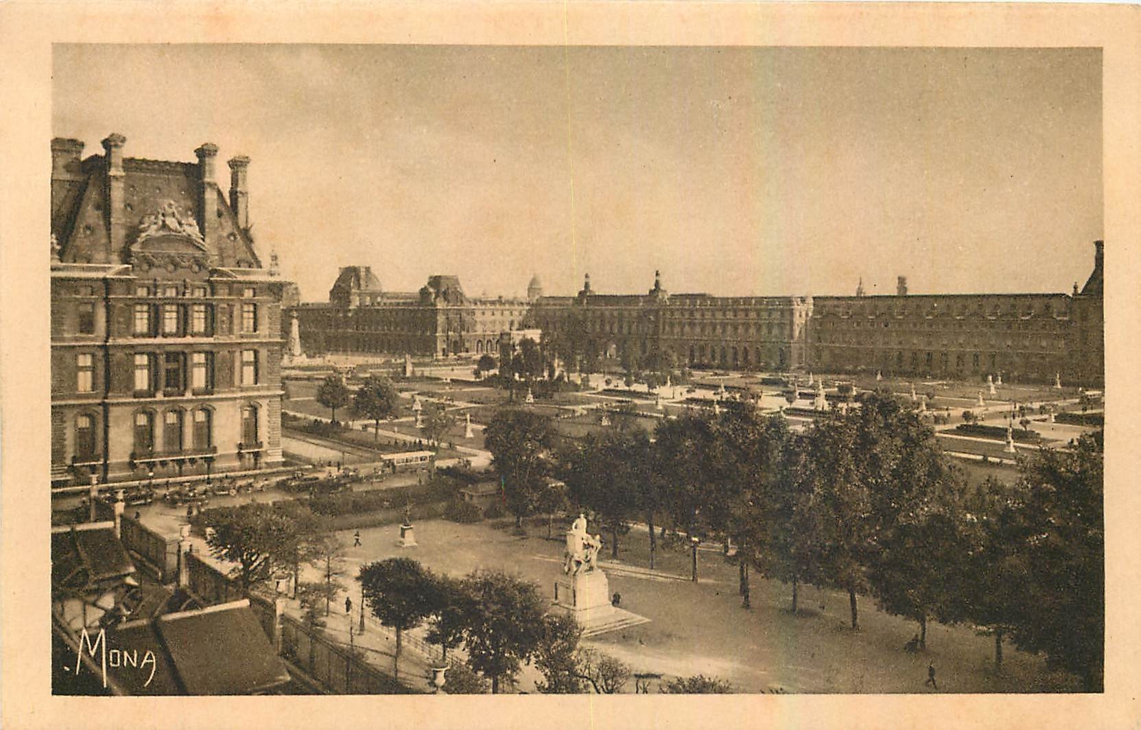 CPA Paris Perspective sur le Louvre et les Jardins des Tuileries 