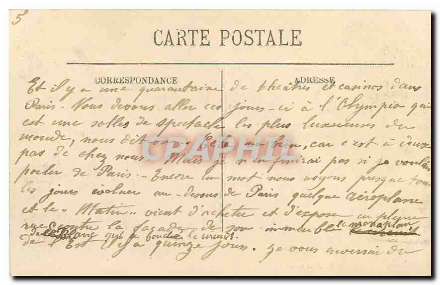 CPA Paris La Bourse  — Rückseite