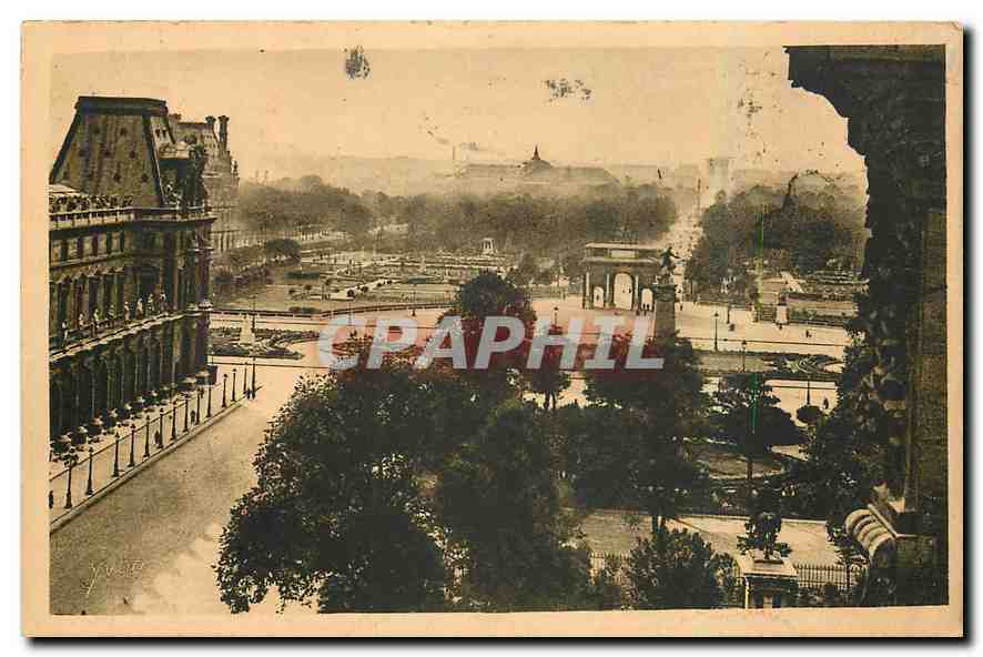 CPA Paris en flanant Perspective sur les Tuileries L'Avenue des Champs Elysees et L'Etoile 