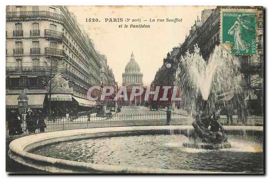 CPA Paris La rue Soufflot et le Pantheon 