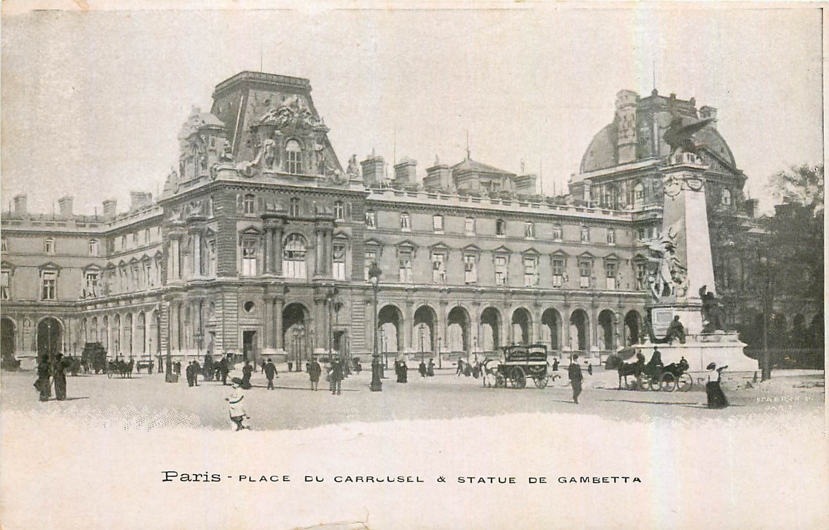 CPA Paris Place du Carrousel & Statue de Gambetta 