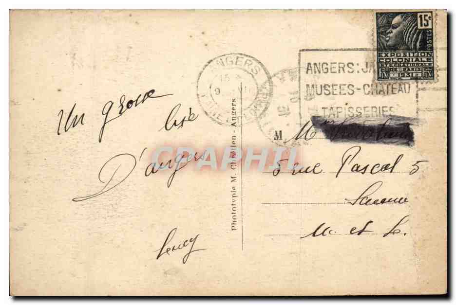 Angers CPA Le kiosque Le jardin du Mail et la Marie — Rückseite
