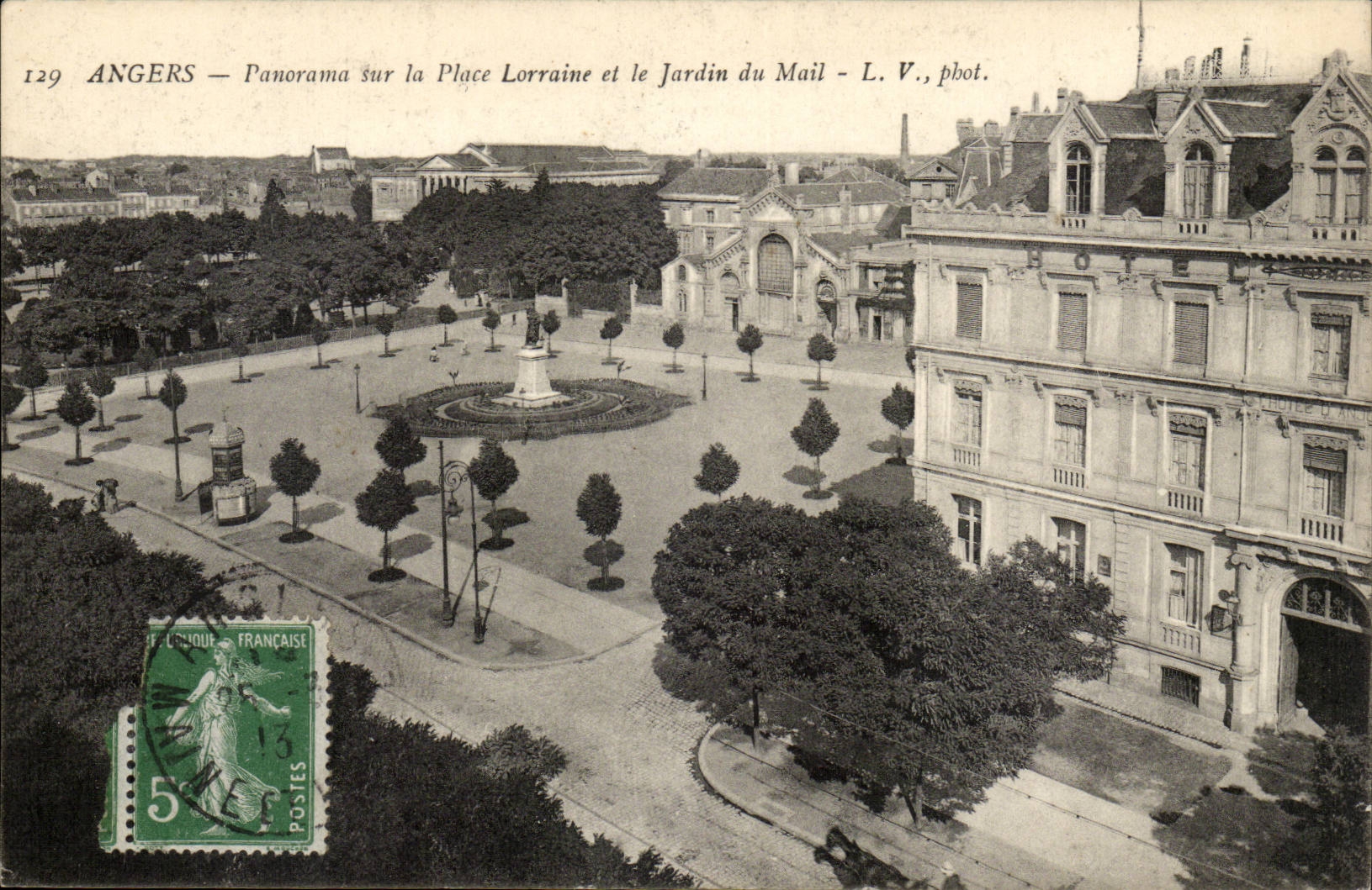 Angers CPA panorama sur la plaine et le Jardin du Mail 