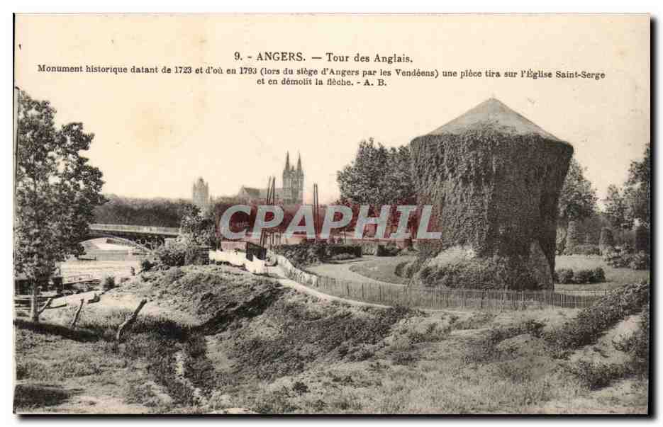 Angers CPA tour des anglais Monument historique lors du siege par les Vendeens Cahetau Saint Serge