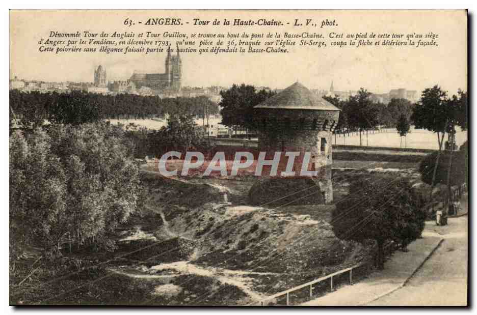 Angers CPA tour de la Haute Chaine Monument historique lors du siege par les Vendeens Cahetau Saint Serge