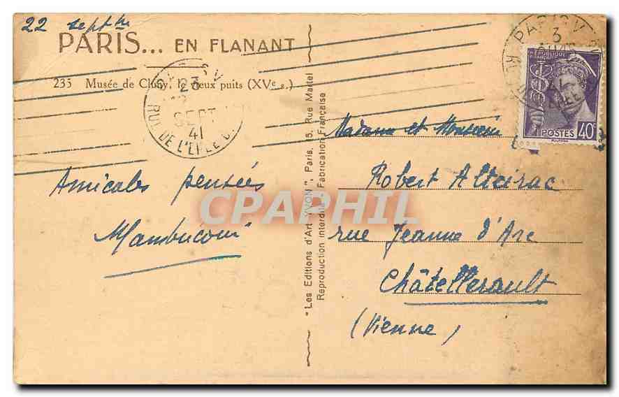 CPA Paris en Flanant Musee de Cluny le Vieux Puits XV S  — Rückseite