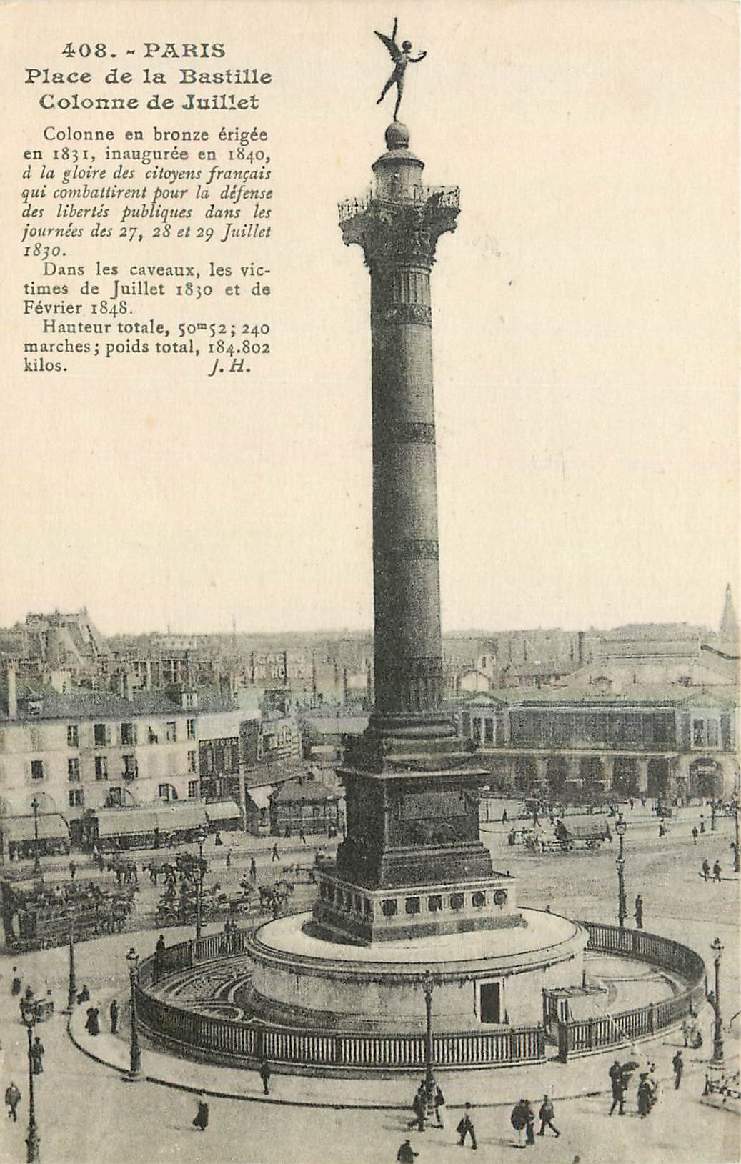 CPA Paris Place de la Bastille Colonne de Juillet 