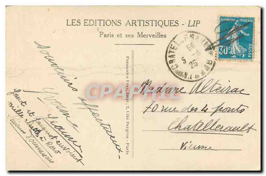CPA Paris la Fontaine St Michel  — Rückseite