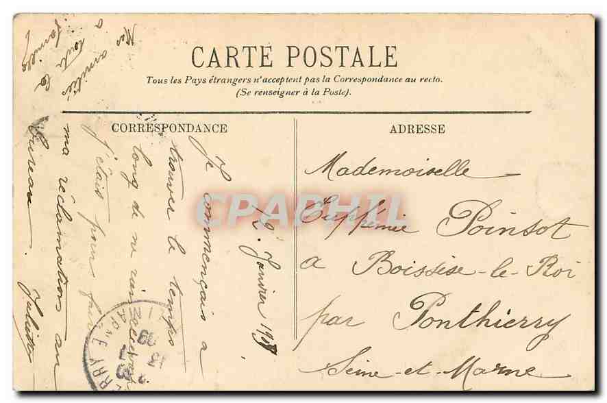 CPA Paris la Chambre des Deputes la Cour  — Verso