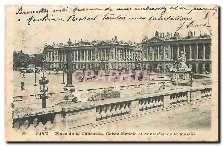 CPA Paris Place de la Concorde Garde Meuble et Ministere de la Marine 