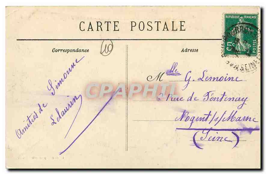 CPA Marlotte le Long Rocher la Mare des Quinze  — Back