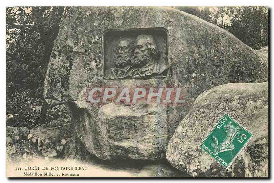 Wald von Fontainebleau — Medaille Millet und Rousseau — Verlag nicht sichtbar