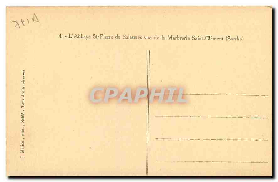 CPA L'abbaye St Pierre de Solesmes vue de la Marbrerie Saint Clement Sarthe  — Verso