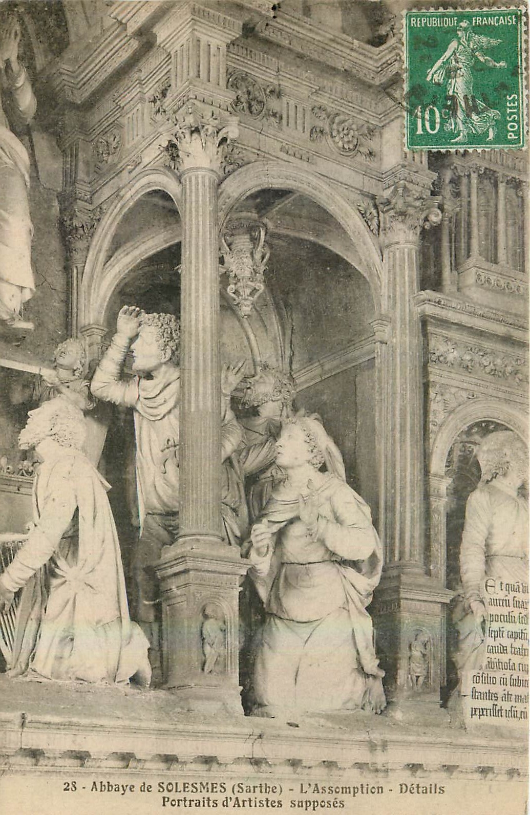 CPA Abbaye de Solesmes Sarthe l'Assemption details Portraits d'Artistes supposes 