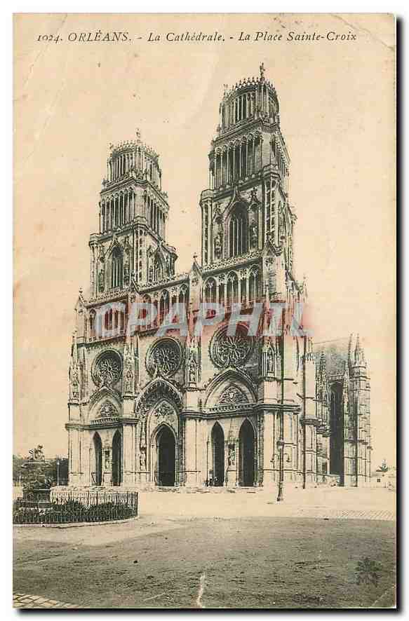 CPA Orleans la Cathedrale la Place Sainte Croix 