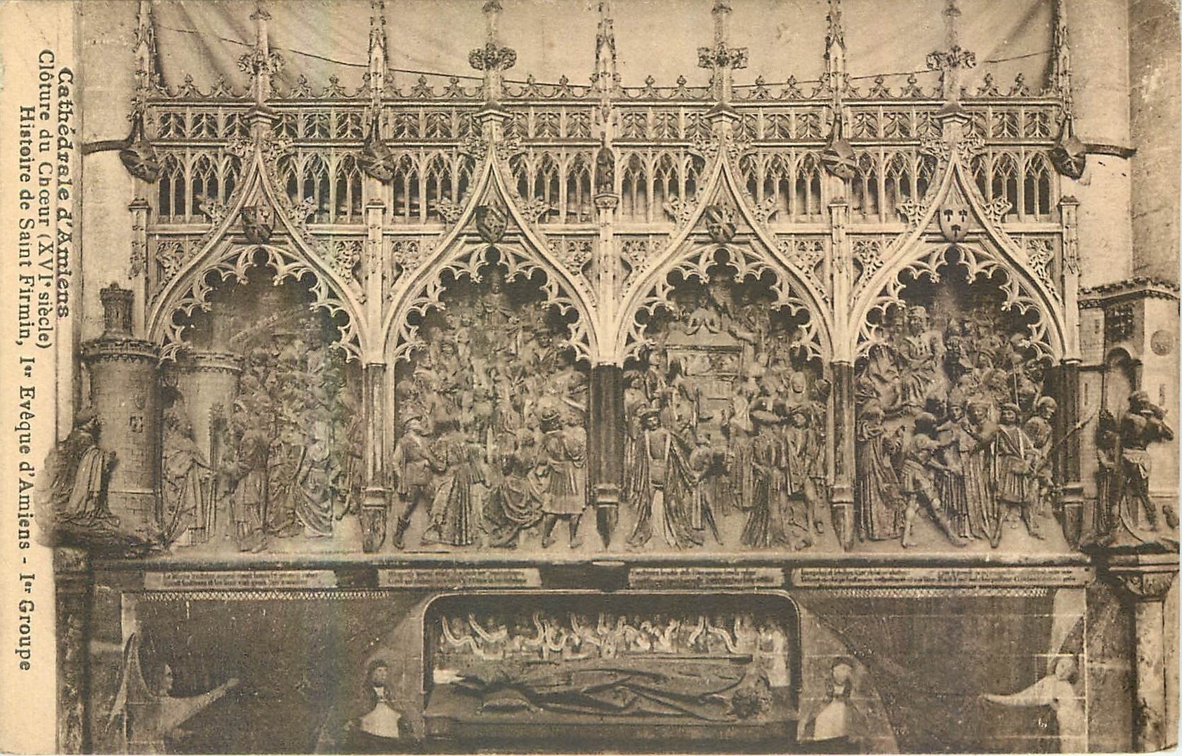 CPA Cathedrale d'Amiens Cloture du Choeur Histoire de Saint Firmin 