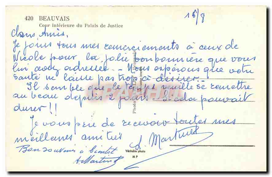CPA Beauvais Cour interieure du Palais de Justice  — Rückseite