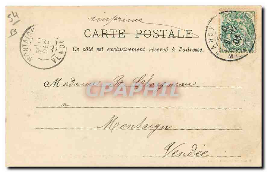 Nancy — Porte Notre-Dame-des-Champs ou de la Citadelle — Maison des Magasins Réunis, édit., Nancy, n°37 — Verso