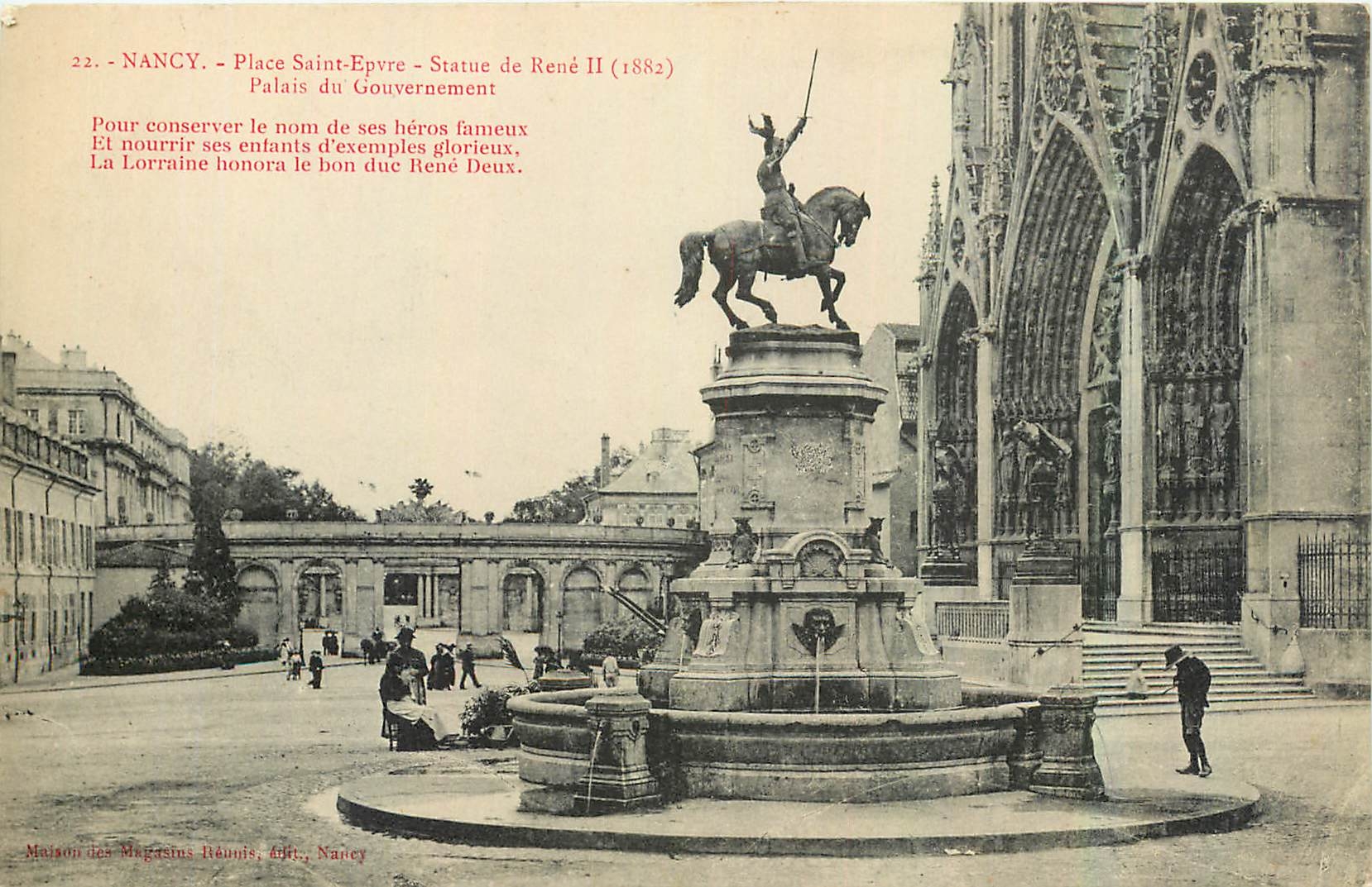 CPA Nancy Place Saint Epvre Statue de Rene II Palais de Goubernement 