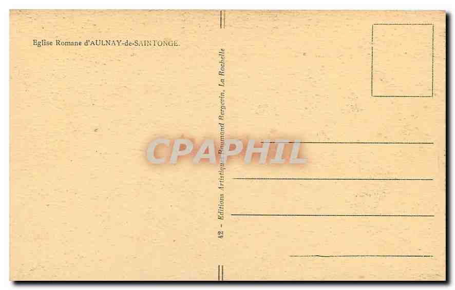 CPA Eglise Romane d'Aulnay de Saintonge  — Back