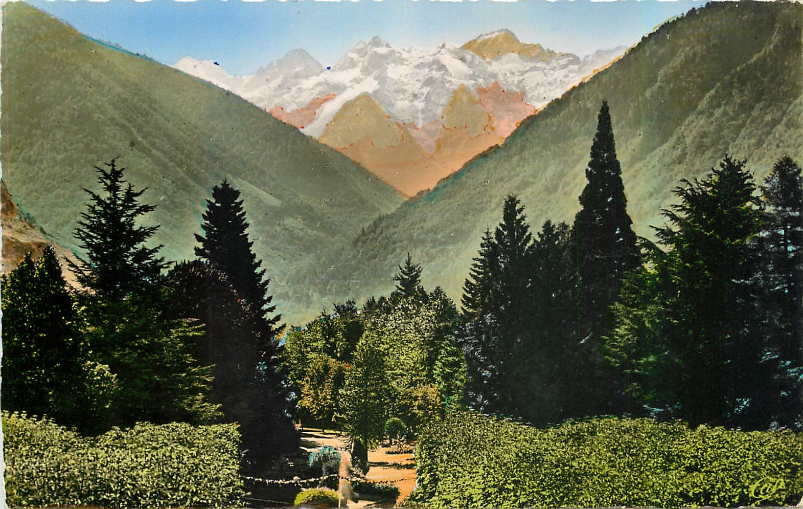 CPA Luchon le Parc et le Port de Venasque vus du Casino 