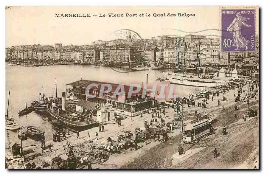 CPA Marseille Le Vieux Port et le Quai des Belges 