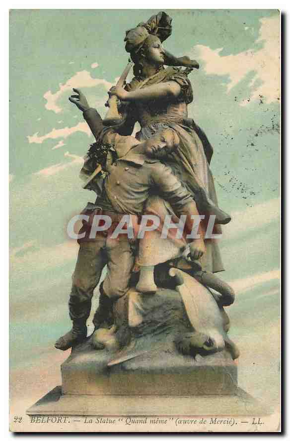 CPA Belfort la Statue Quand meme 