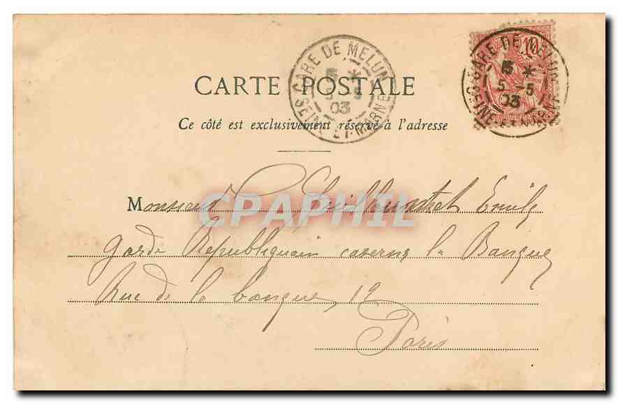 CPA Melun l'Hotel de Ville  — Rückseite